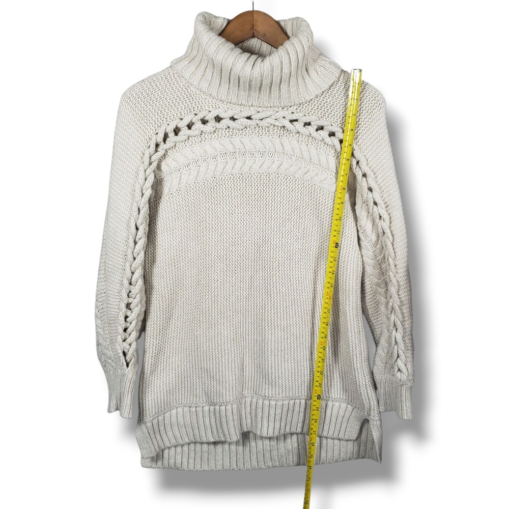 Simply Vera S Oversized Chunky Knit Cottagecore Cable Turtleneck Sweater - Picture 6 of 8